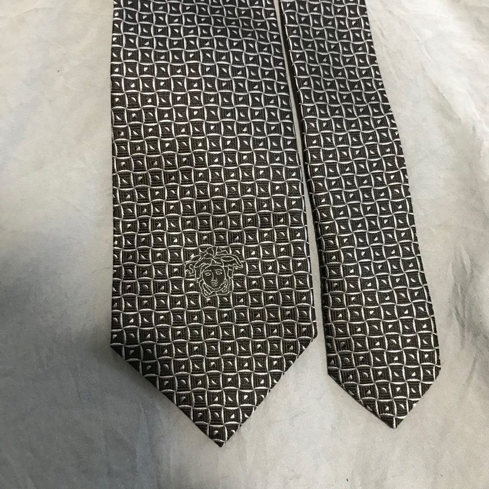 Versace Black/Grey Silk Tie